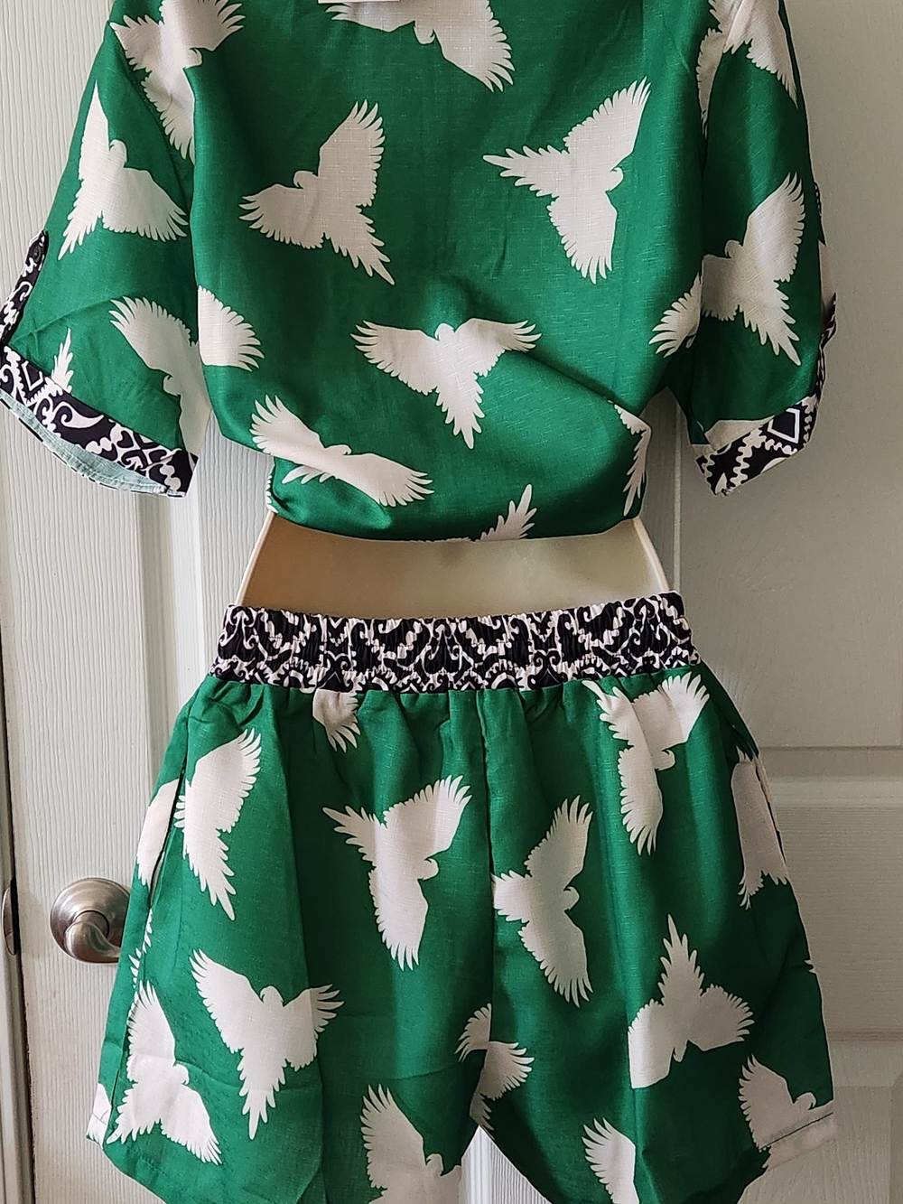 Endless Moon Green Bird Print Two-Piece Set - Picture 3 of 5